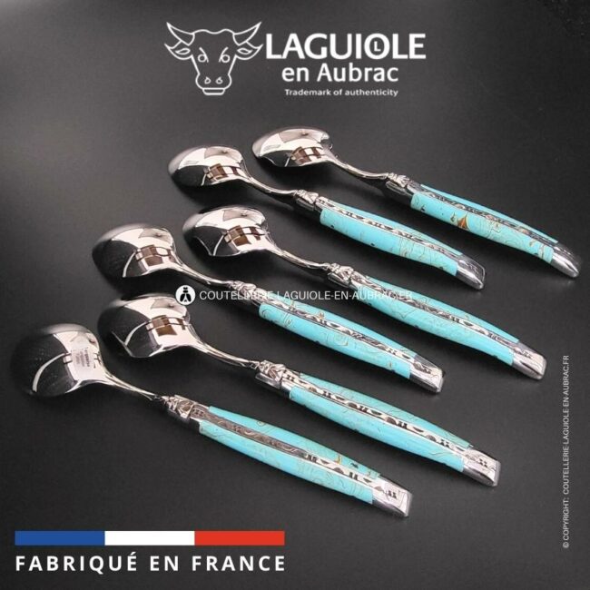 cuillères à soupe laguiole en turquoise