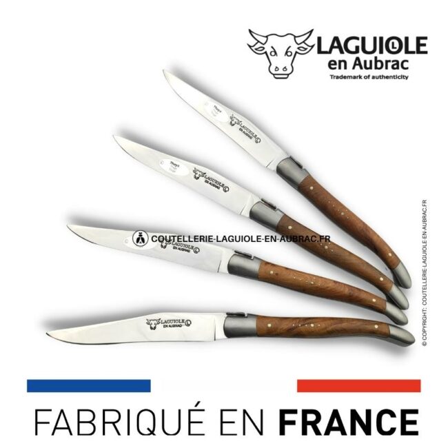 coffret de 4 couteaux de table laguiole en thuya