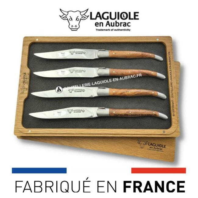 coffret de 4 couteaux de table laguiole en thuya