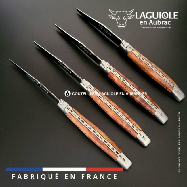 coffret de 4 couteaux de table laguiole en thuya