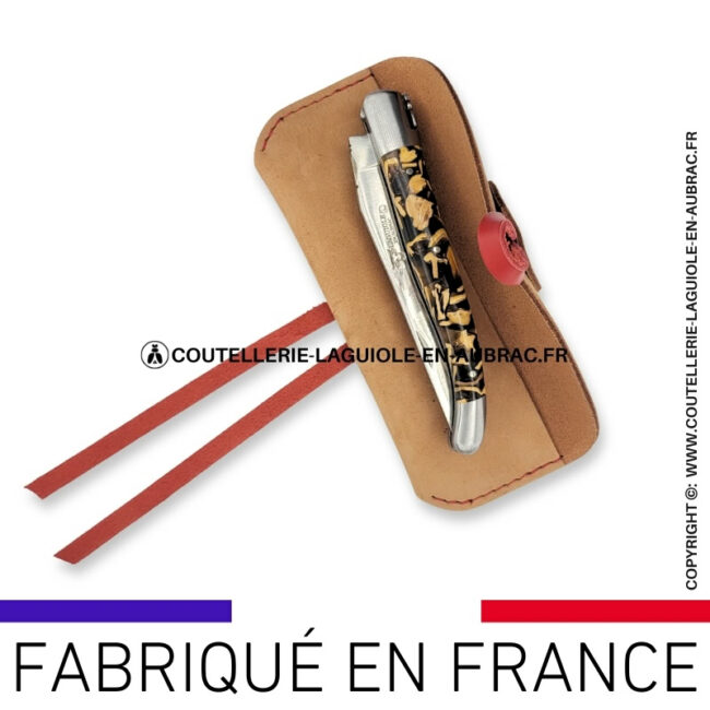 etui cuir horizontal gold