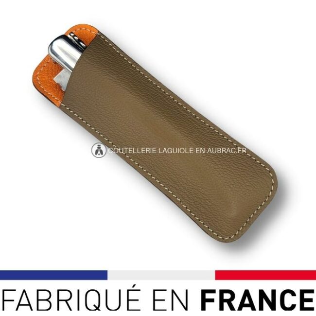 etui cuir prestige bicolor gris/orange