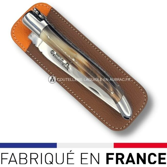 etui cuir prestige bicolor marron/orange