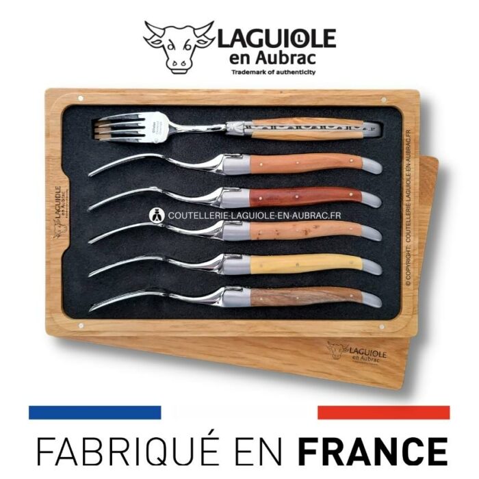 fourchettes de table laguiole en 6 bois de france