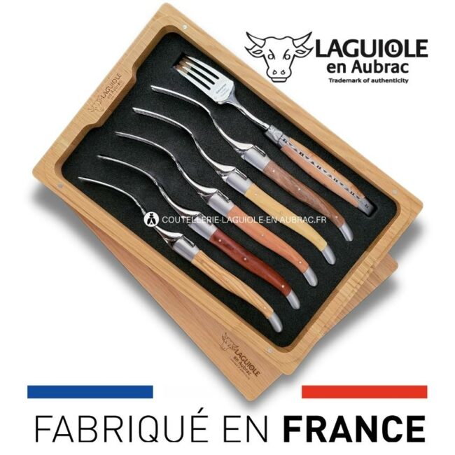 fourchettes de table laguiole en 6 bois de france