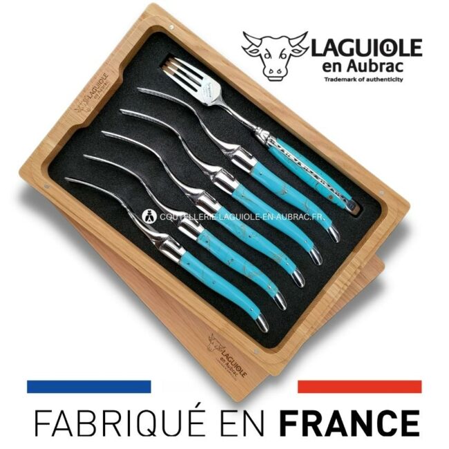 fourchettes de table laguiole en turquoise