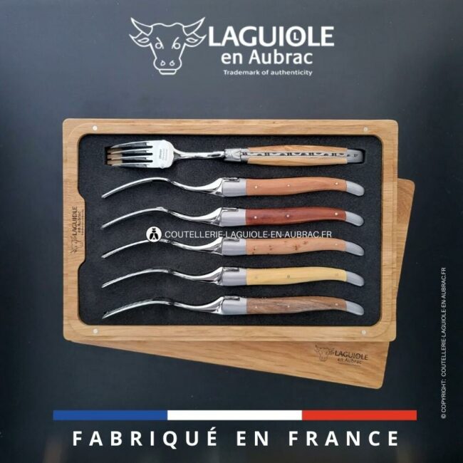 fourchettes de table laguiole en 6 bois de france