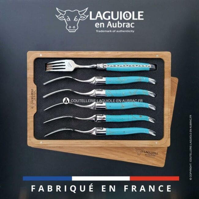 fourchettes de table laguiole en turquoise