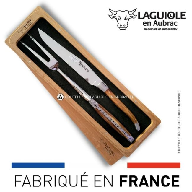 service à découper laguiole en pistachier