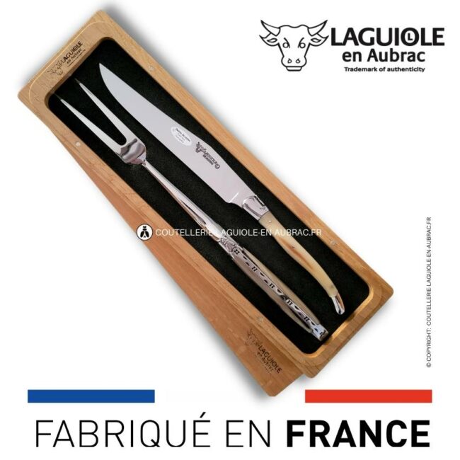 service à découper laguiole en pointe de corne