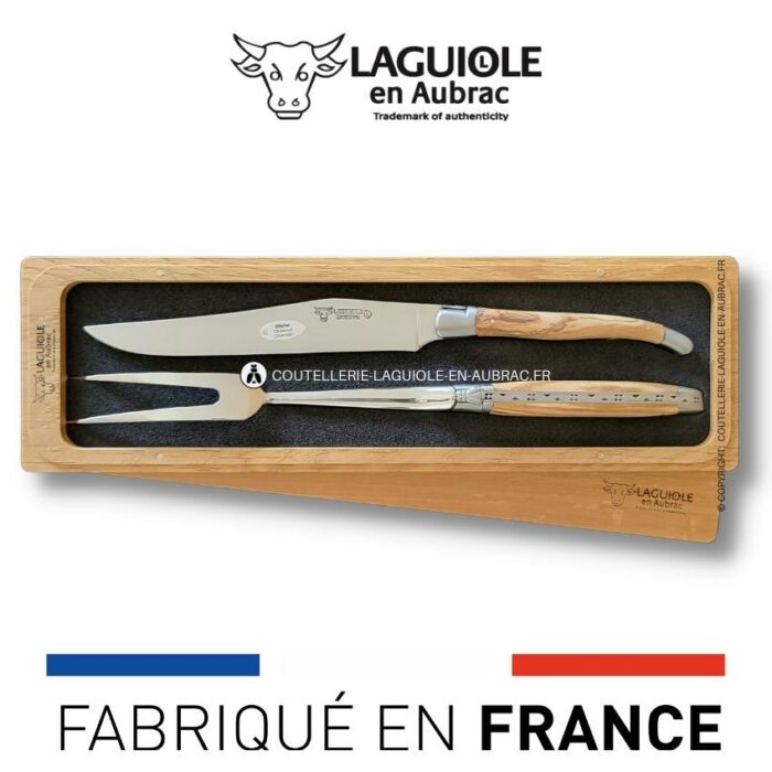 service à découper laguiole en olivier