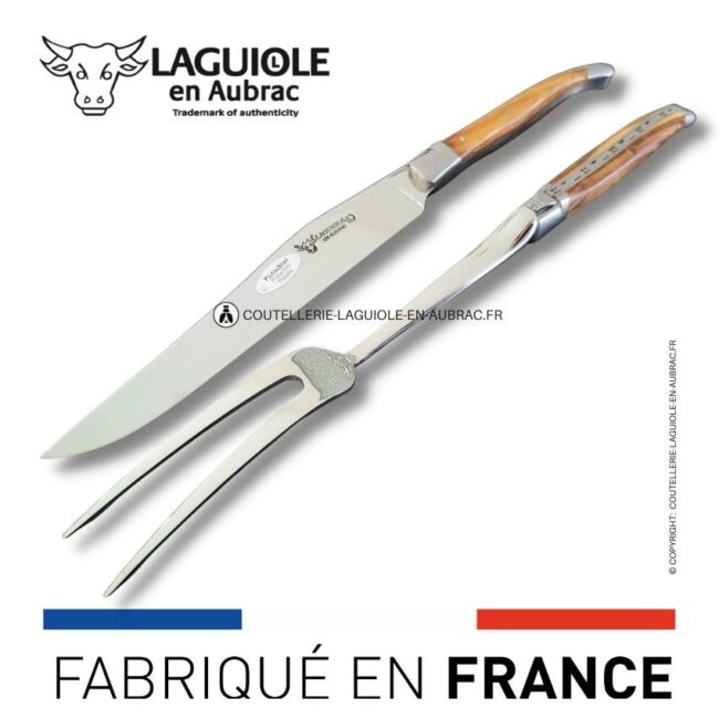 service à découper laguiole en pistachier