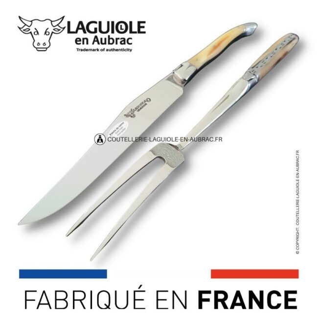service à découper laguiole en pointe de corne