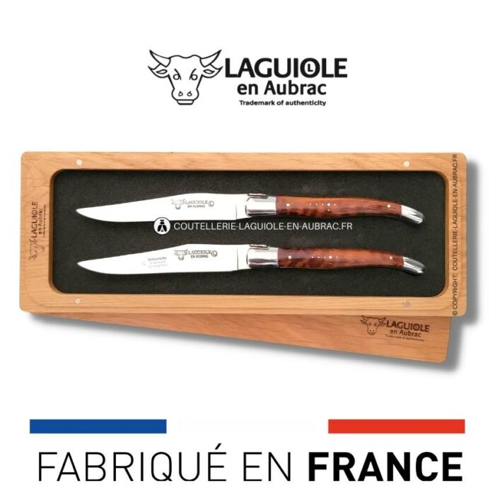 set de 2 couteaux de table laguiole en amourette
