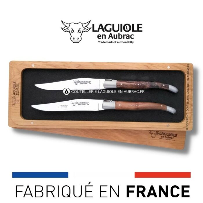 set de 2 couteaux de table laguiole en cep de vigne