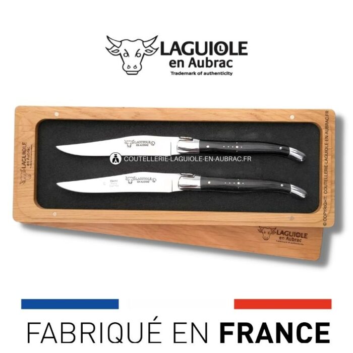set de 2 couteaux de table laguiole en ebène