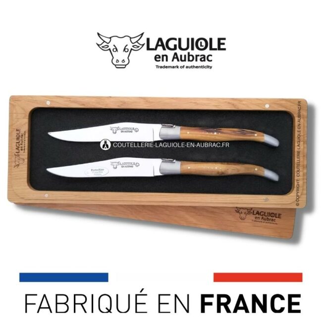 set de 2 couteaux de table laguiole en pistachier