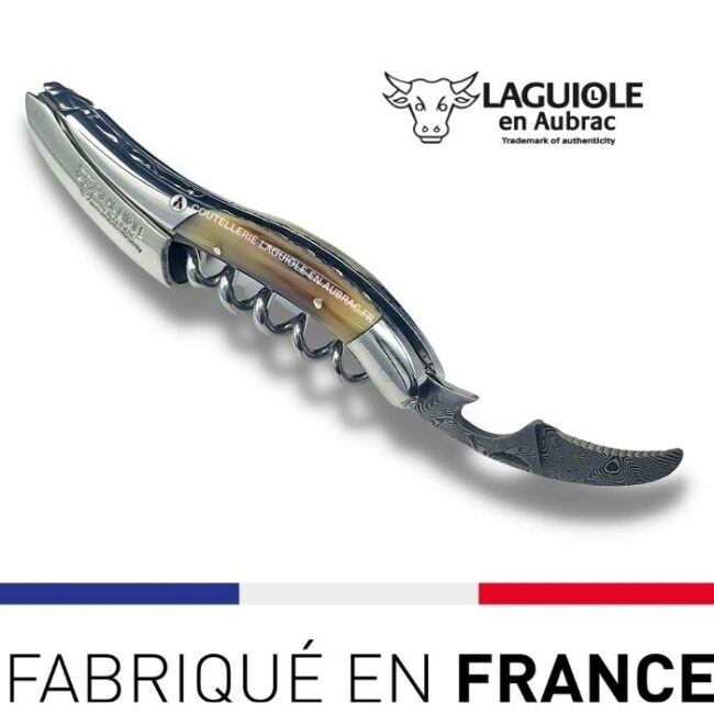 sommelier prestige laguiole en aubrac lame damas pointe de corne