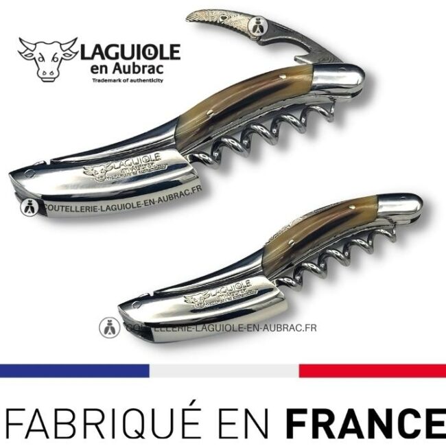 sommelier prestige laguiole en aubrac lame damas pointe de corne