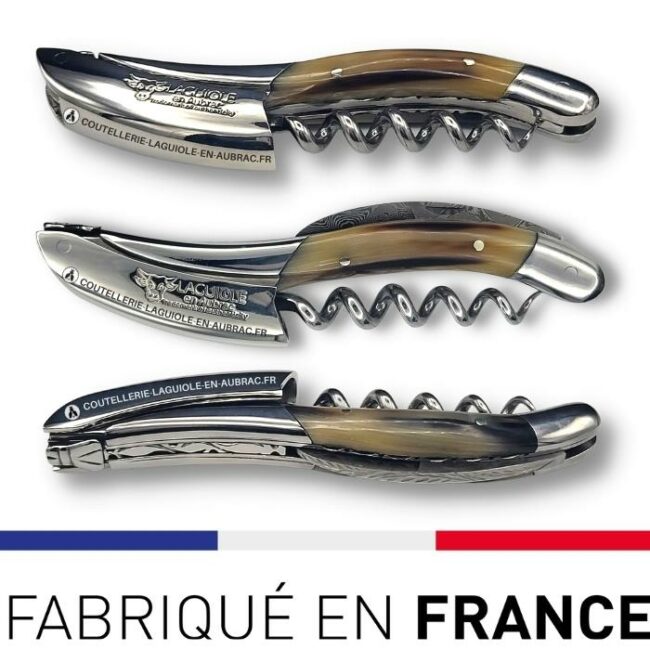 sommelier prestige laguiole en aubrac lame damas pointe de corne