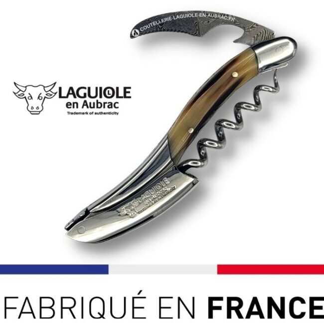 sommelier prestige laguiole en aubrac lame damas pointe de corne