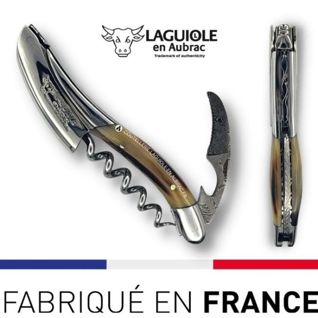 sommelier prestige laguiole en aubrac lame damas pointe de corne