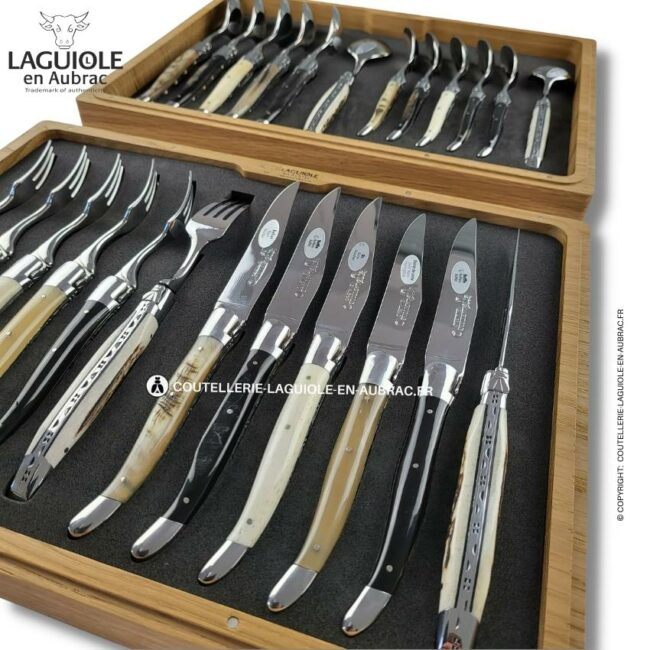 ménagère laguiole 24 pièces en cornes mixtes