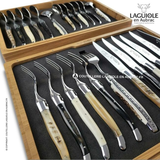 ménagère laguiole 24 pièces en cornes mixtes