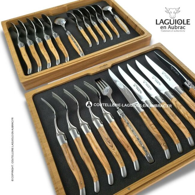 ménagère laguiole 24 pièces en olivier