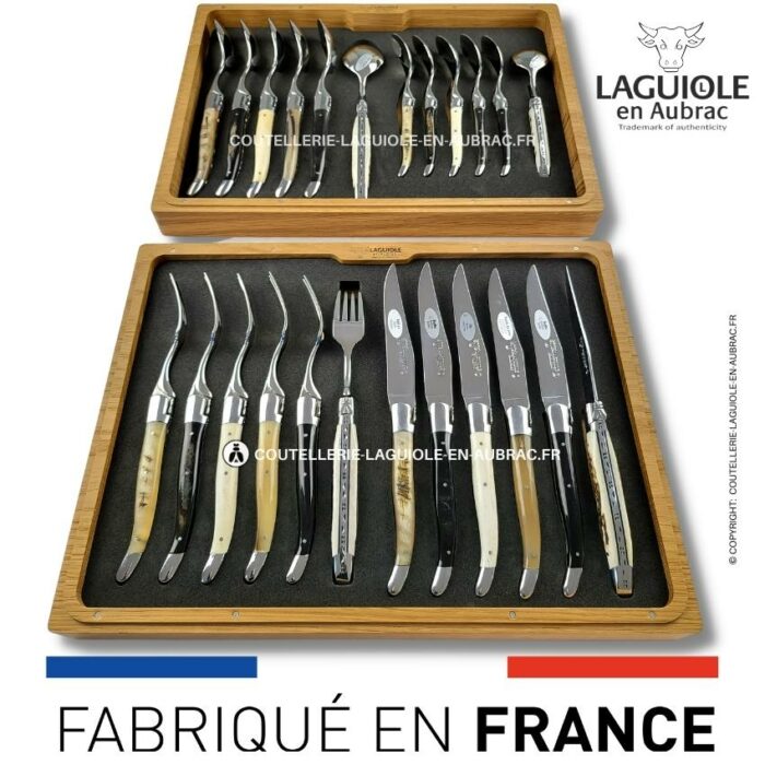 ménagère laguiole 24 pièces en cornes mixtes