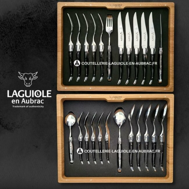 ménagère laguiole 24 pièces en corne de buffle