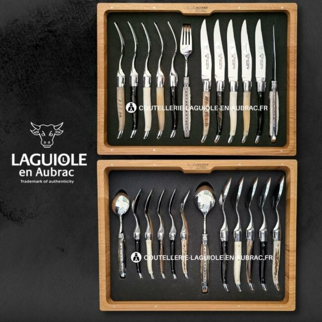 ménagère laguiole 24 pièces en cornes mixtes