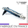 couteau laguiole manche loupe de peuplier bleue