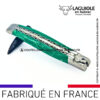 couteau pliant laguiole double platines ciselées manche en pierre de malachite