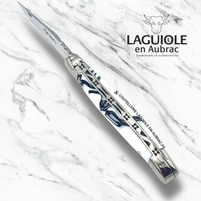 couteau laguiole manche guimauve blanc (acrylique)