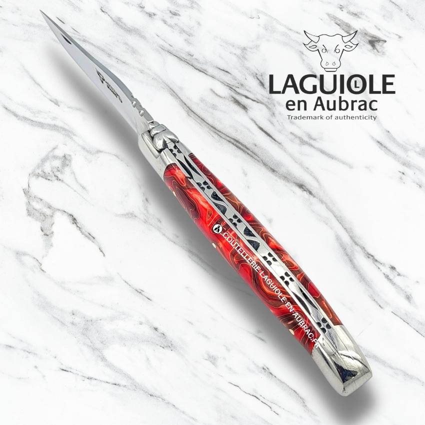 couteau laguiole manche guimauve rouge (acrylique)