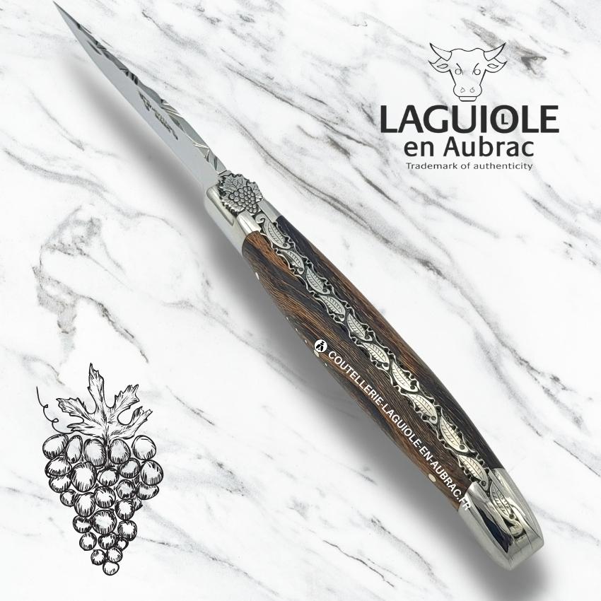 couteau laguiole mouche prestige grappe de raisin manche en cep de vigne