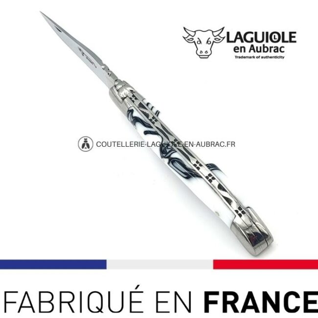 couteau laguiole manche guimauve blanc (acrylique)