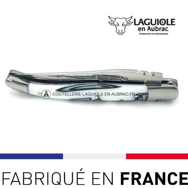 couteau laguiole manche guimauve blanc (acrylique)