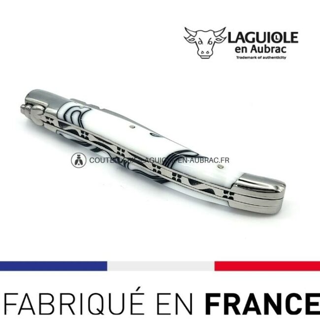 couteau laguiole manche guimauve blanc (acrylique)
