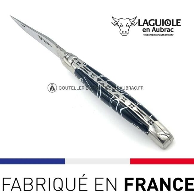 couteau laguiole manche guimauve noir (acrylique)