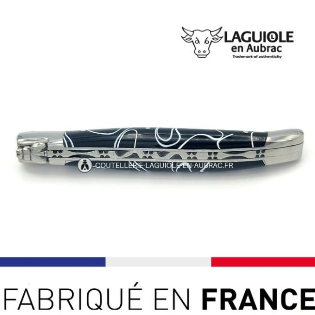 couteau laguiole manche guimauve noir (acrylique)