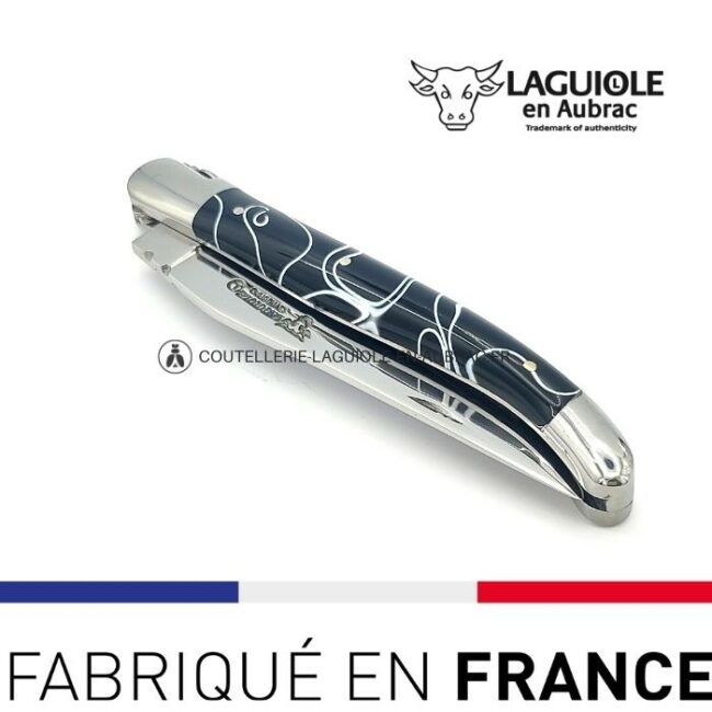 couteau laguiole manche guimauve noir (acrylique)