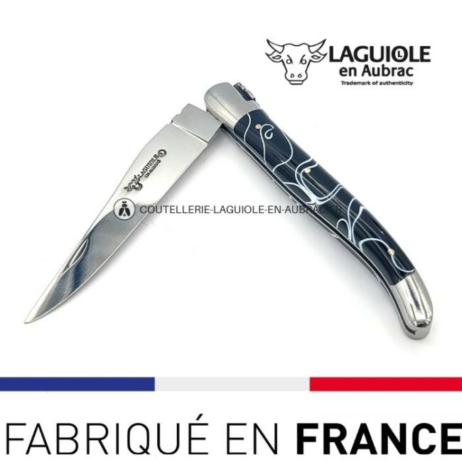 couteau laguiole manche guimauve noir (acrylique)