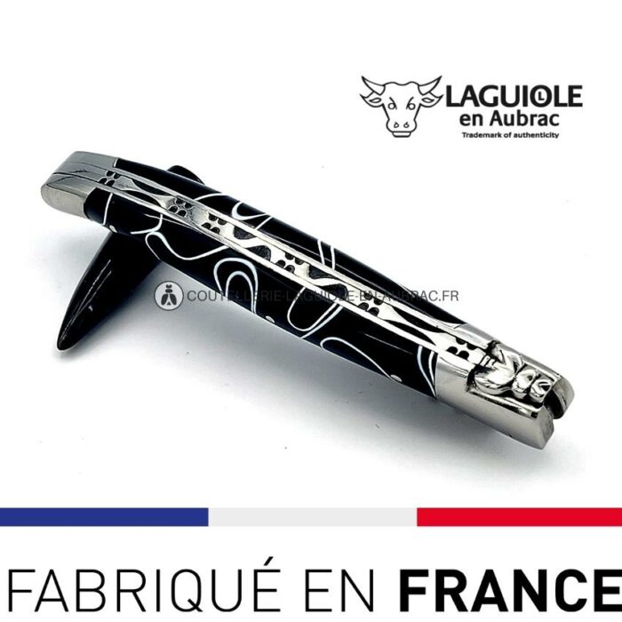 couteau laguiole manche guimauve noir (acrylique)