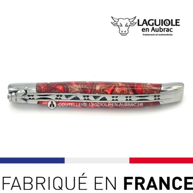 couteau laguiole manche guimauve rouge (acrylique)
