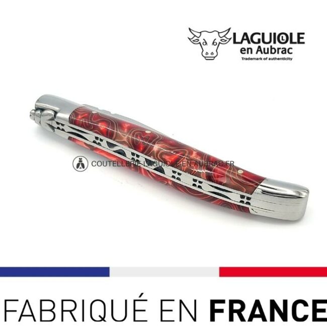 couteau laguiole manche guimauve rouge (acrylique)