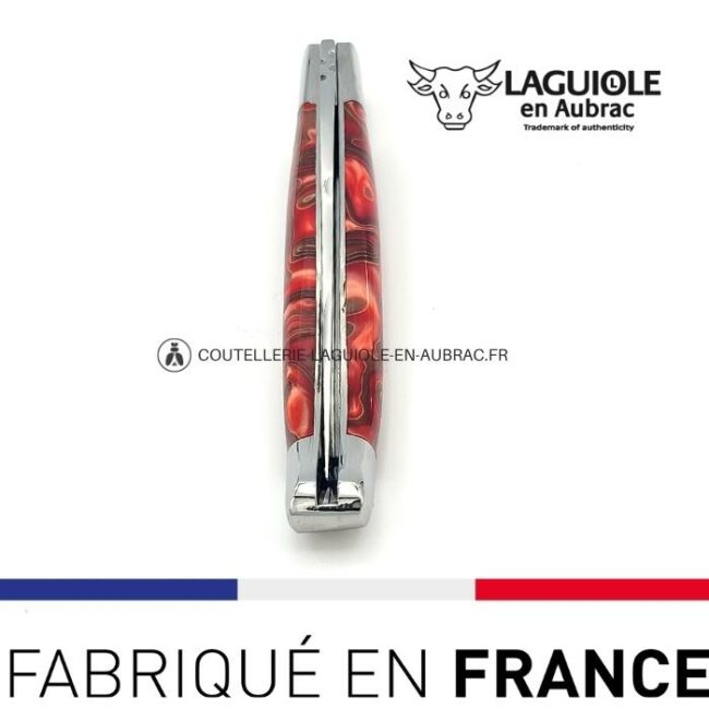 couteau laguiole manche guimauve rouge (acrylique)