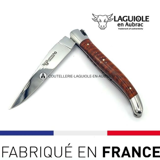 couteau laguiole mouche prestige fleur de lys manche en amourette