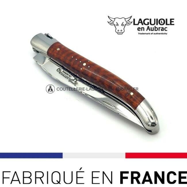 couteau laguiole mouche prestige fleur de lys manche en amourette